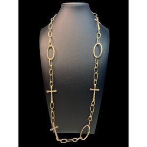 Bohemian Gothic Rhinestone Cross Loop Chain Statement Necklace-269